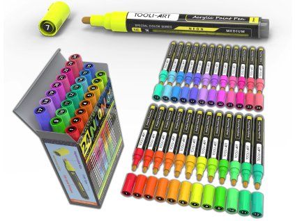 24 neonových akrylových popisovačů 3 mm – střední hrot