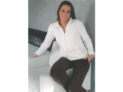 Dámská fleecová bílá mikina s hnědými tepláky