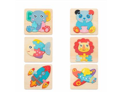 Výukové dřevěné puzzle 6ks