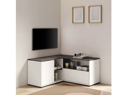 Rohový TV stolek Angle bílý/šedý