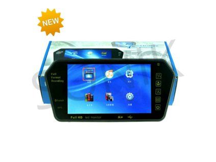 LCD monitor 7 na zrcátko s microSD/USB/FM modulátor/Bluetooth