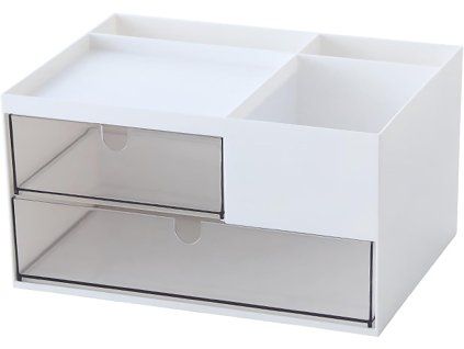 Bílý stolní organizér se 2 zásuvkami