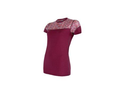 Dámské funkční triko SENSOR Merino Impress kr.rukáv lilla/pattern, velikost S