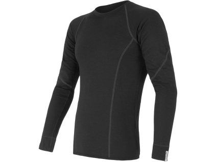 Pánské triko Sensor Merino Wool Active, dlouhý rukáv - černá, velikost L