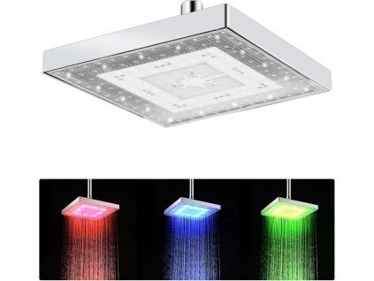 LED hlavová sprcha s barevnou indikací teploty vody 20 cm 