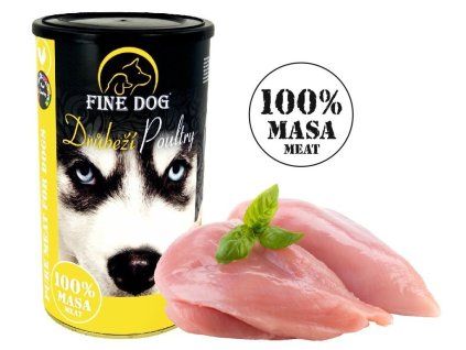 Konzerva pro psy FINE DOG drůbeží 100 % masa 1200 g