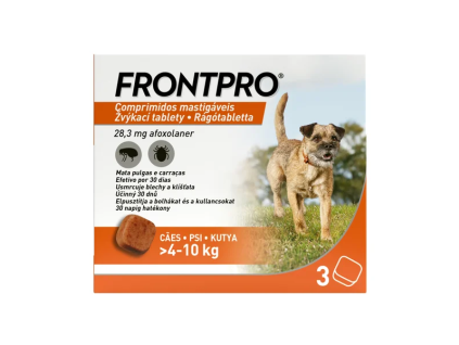 Žvýkací tablety pro psy 4–10 kg FRONTPRO 28,3 mg 3 tablety