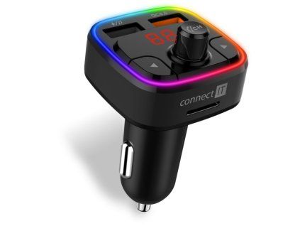 Bezdrátový FM transmitter CONNECT IT CarRGB  2xUSB+MicroSD, černá