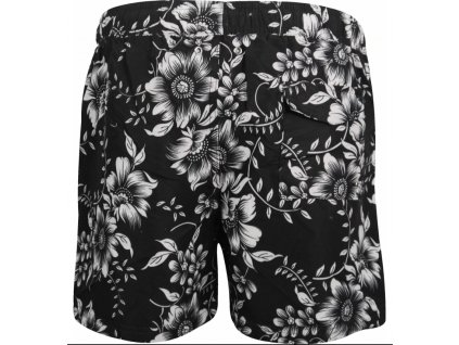 Pánské koupací šortky Nines - černá s květinovým designem