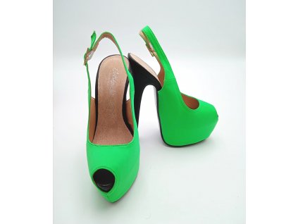 Dámské vysoké podpatky na platformě Intrépides Shoes, zelené