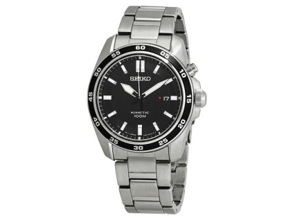 seiko kinetic black dial men s watch ska785