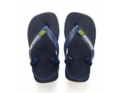 Havaianas Baby Flipflops Brasil Logo Navy Blue citrus yellow 3587 4140577 S8 front above 600