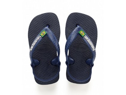 HAVAIANAS Dětské žabky BRASIL LOGO - NAVY BLUE/CITRUS YELLOW - velikost 21