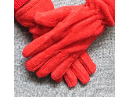 Dámské rukavice červené fleecové, velikost S