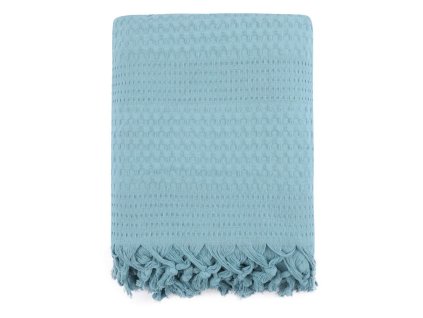 Modrý bavlněný přehoz  Şaheser, 190 x 200 cm