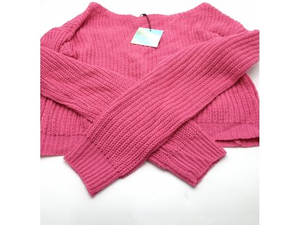 Dámský svetr pletený MISSGUIDED, růžový, krátký