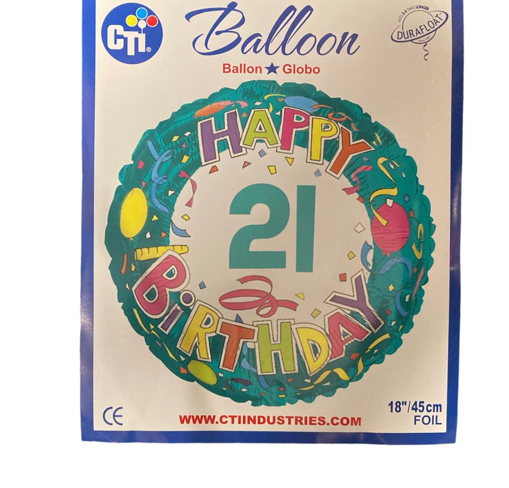 Party balónek - Happy Birthday 21