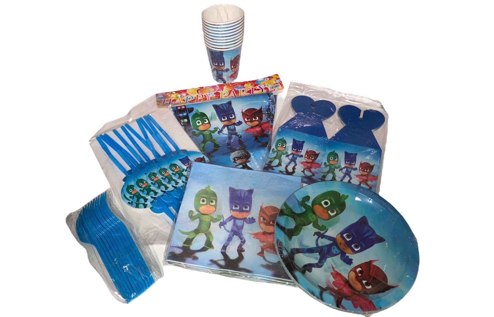 Dětská párty sada dekorací a nádobí PJ MASK - 48ks