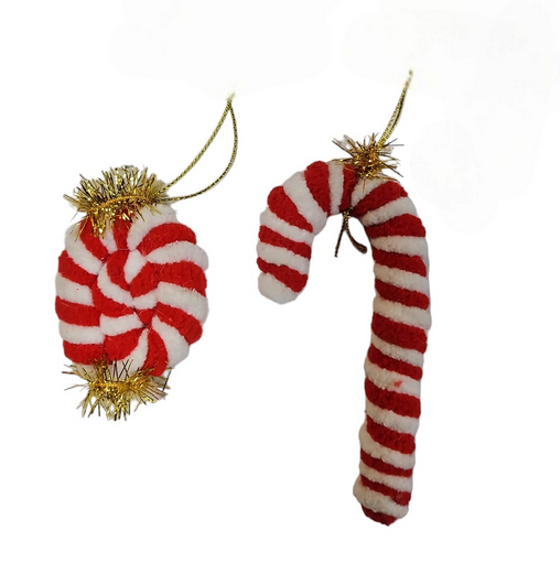 Plyšová ozdoba červenobílá