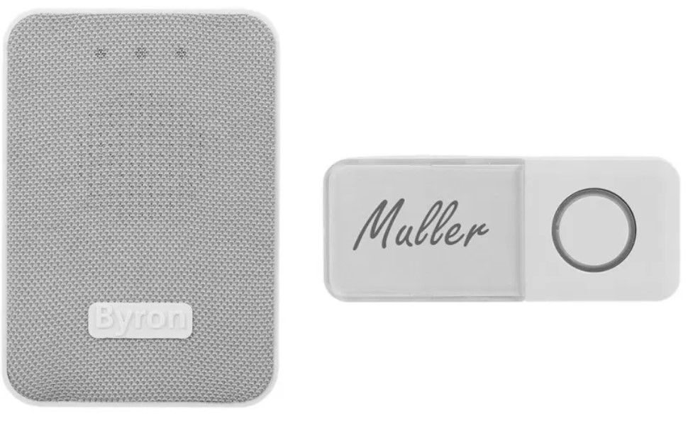 Bezdrátový zvonek Byron s látkovým písmem na baterie