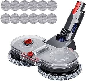 Yolando Nástavec na mop pro akumulátorový vysavač Dyson V11 V10 V8 V7 V15, náhradní díly Elektrický nástavec na mop Příslušenství s kartáčem pro Dyson, na tvrdé podlahy, s nádržkou na vodu a 12 mopy