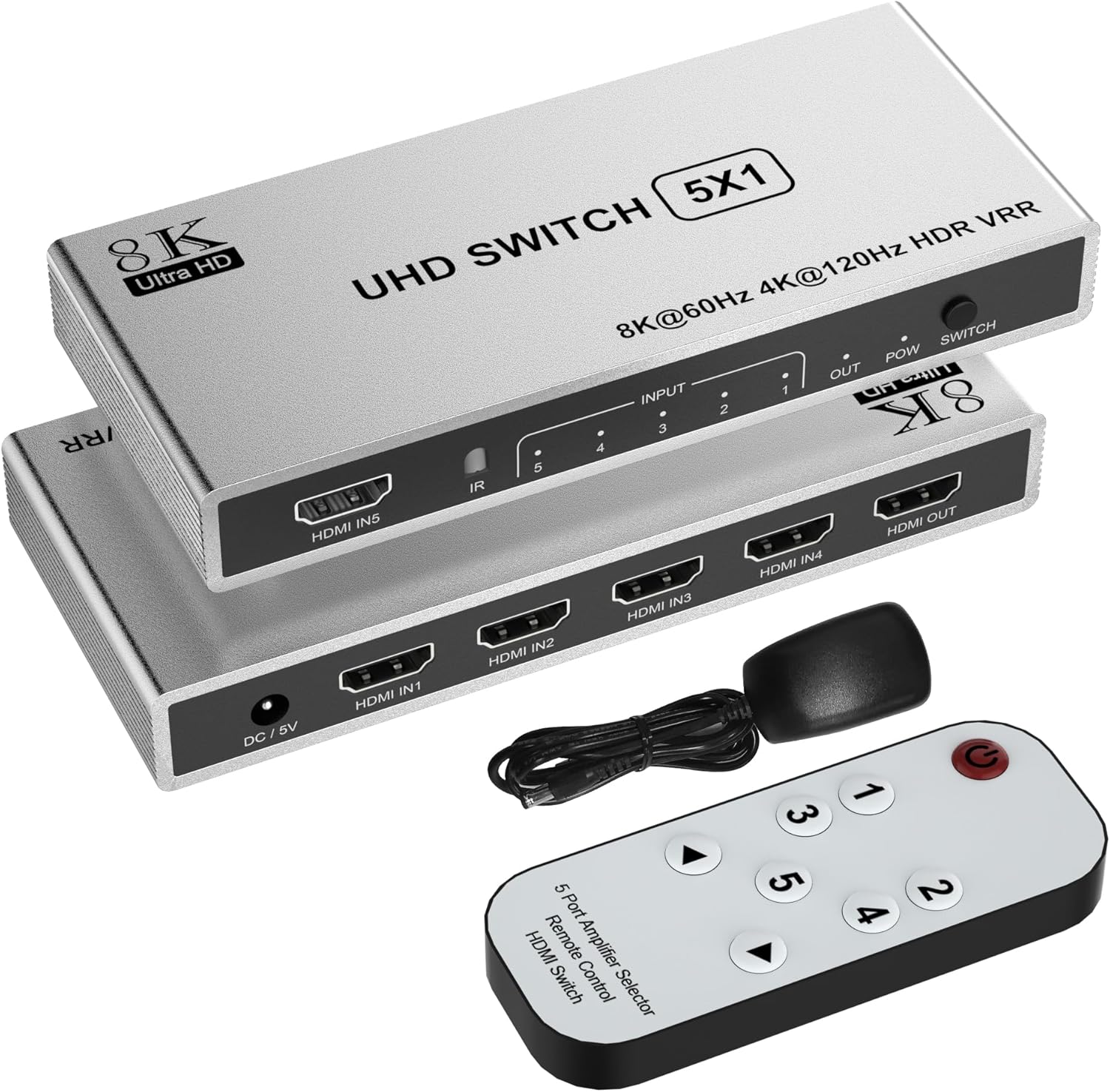 8K HDMI 2.1 Switch 4K 120Hz/8K 60Hz, 5v1