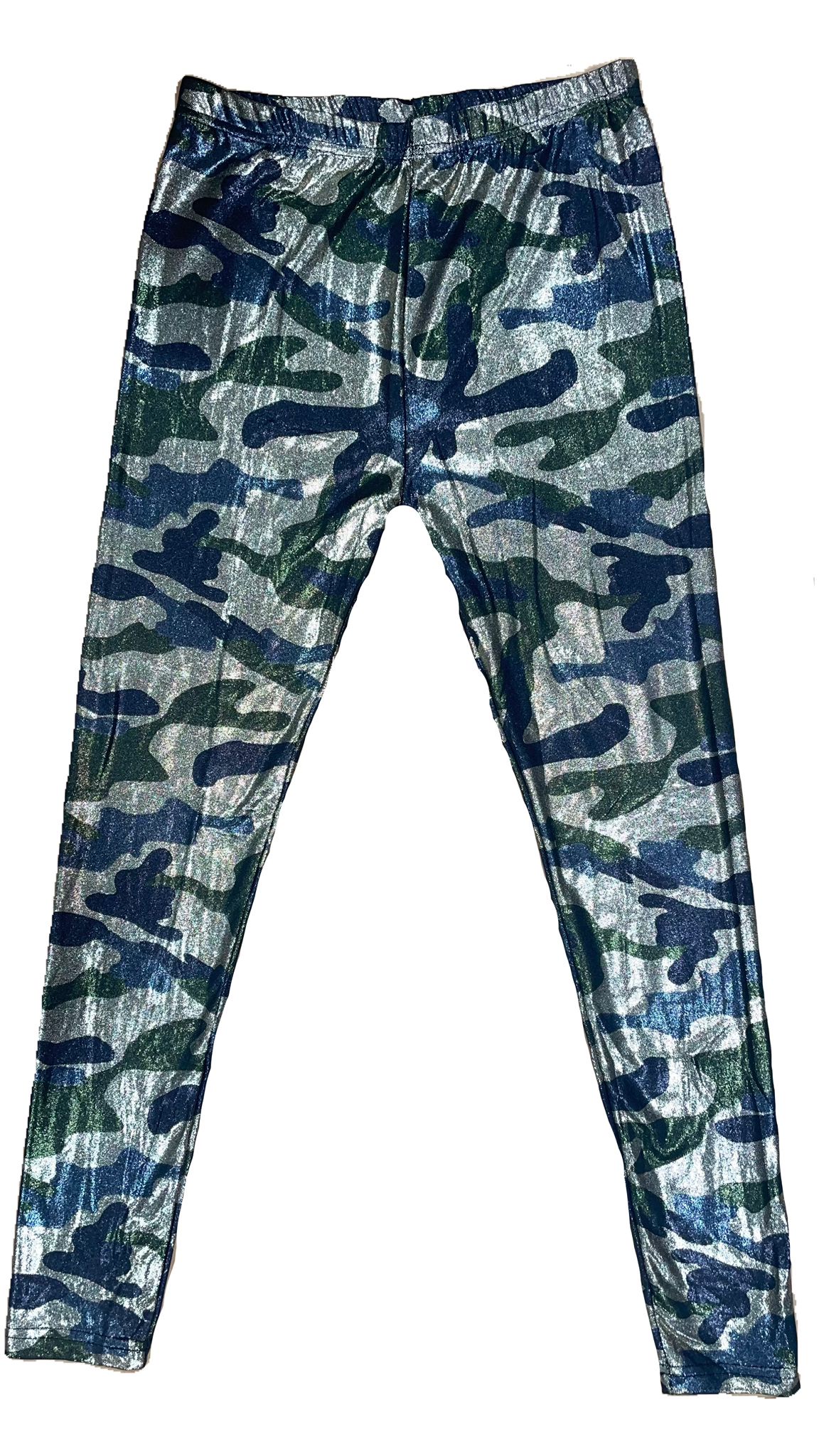 Maskáčové lesklé dětské legíny Varianta: L/XL