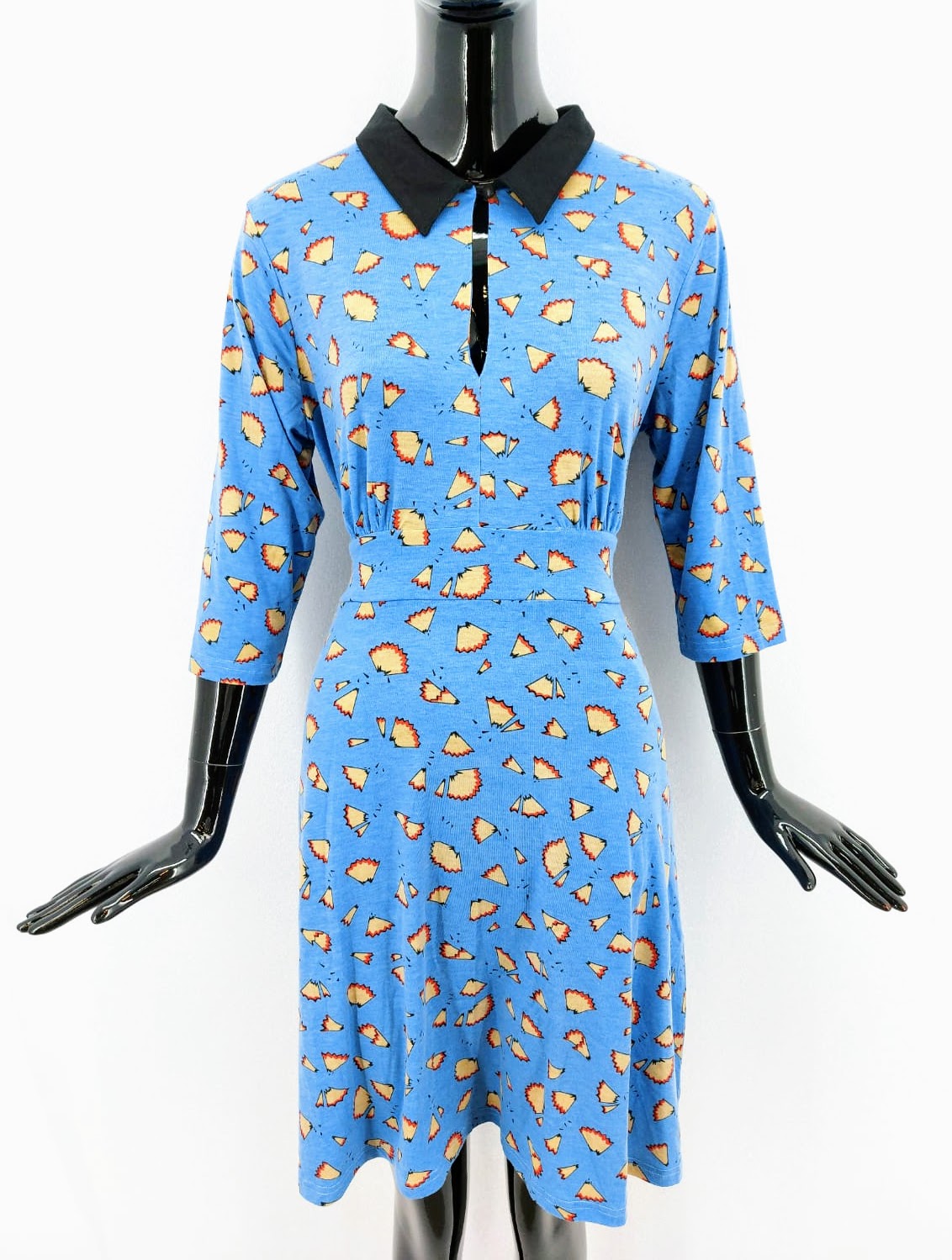 Dámské šaty s 3/4 rukávy Joanie, modré "ořezávátko" *Velikosti textil: 40