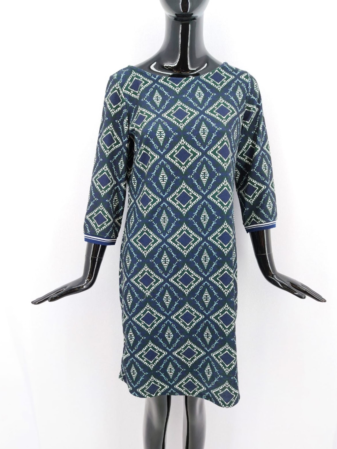 Dámské módní šaty s 3/4 rukávy Mio Amato, modro-zelené *Velikosti textil: 38