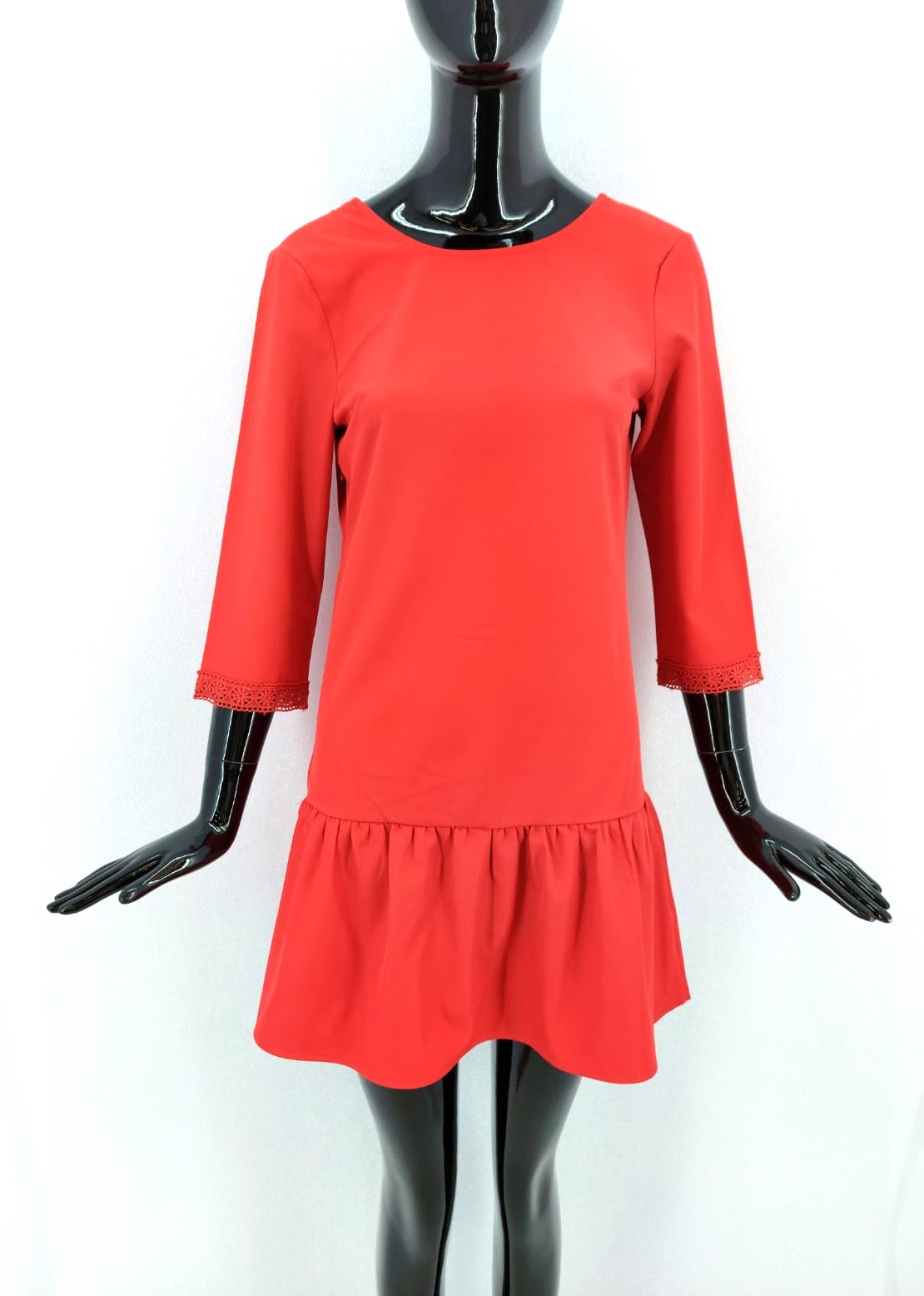 Dámské elegantní šaty s 3/4 rukávy Emma&Ella Paris, červené *Velikosti textil: M