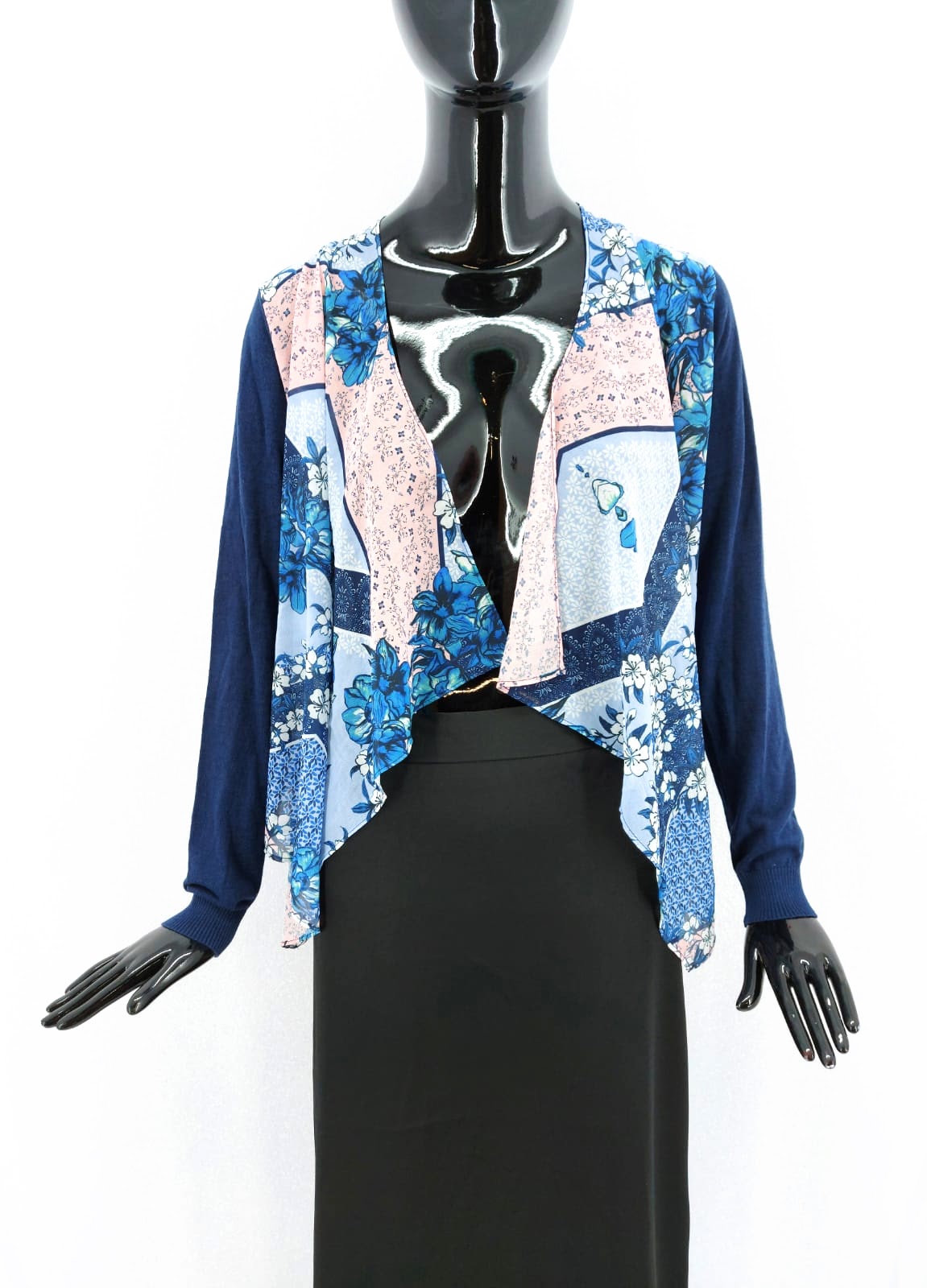 Dámský módní svetr-blejzr Yumi, modrý *Velikosti textil: S