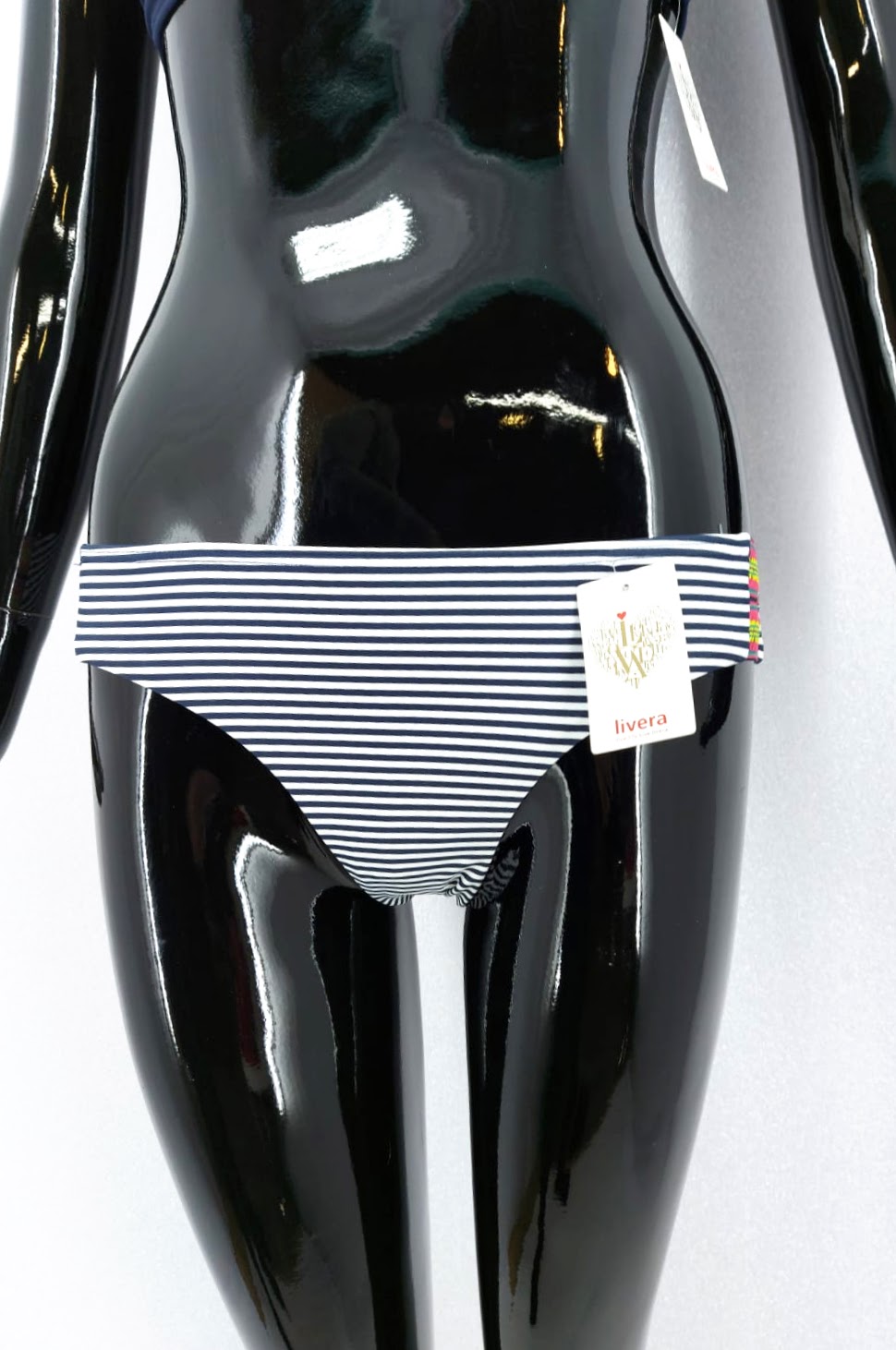 Dámské plavky s ozdobným bokem Livera - spodní díl, proužkované *Velikosti textil: 36