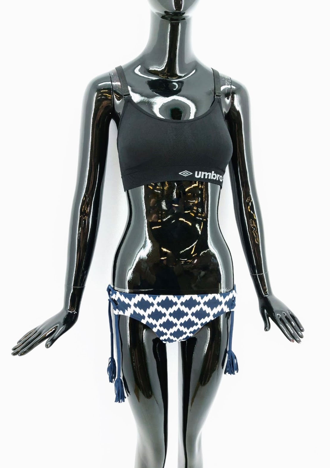 Dámské plavky s ozdobným vázáním na bocích  Livera-spodní díl, modro-bílé *Velikosti textil: 34