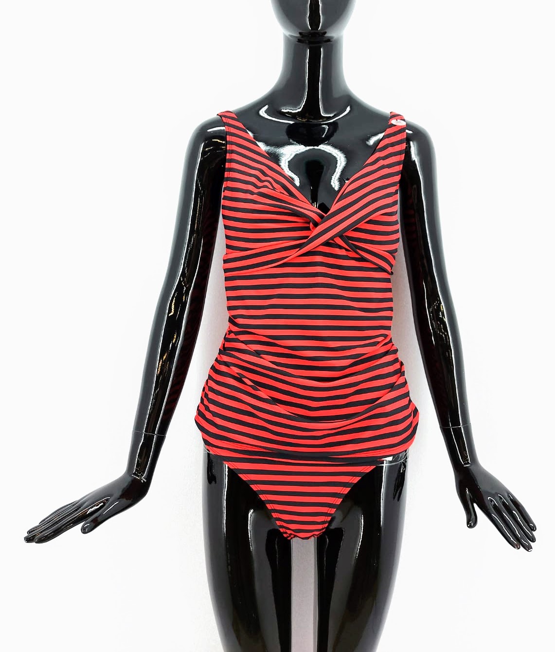 Dámský plavkový top Livera, červeno-černý proužkovaný *Velikosti textil: 46BC