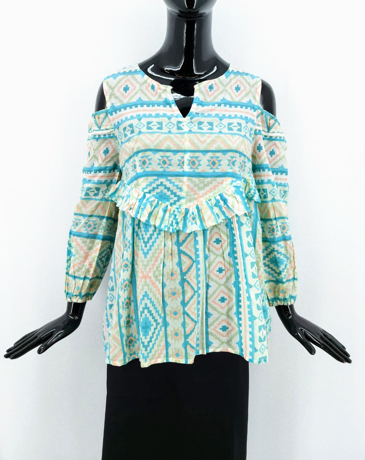 Dámská letní halenka s otevřenými rameny Shoklett, Pastel Blue *Velikosti textil: XL