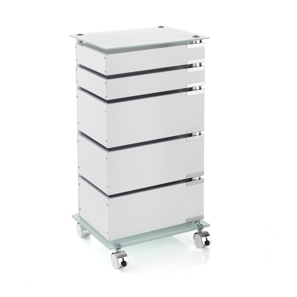 Bílý pojízdný vozík s 5 zásuvkami Tomasucci Bobo