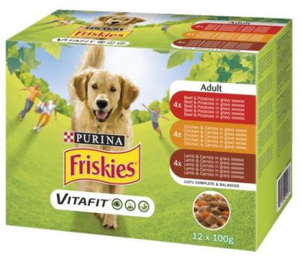 Friskies masové kapsičky ve šťávě, 12 x 100 g, mix druhů