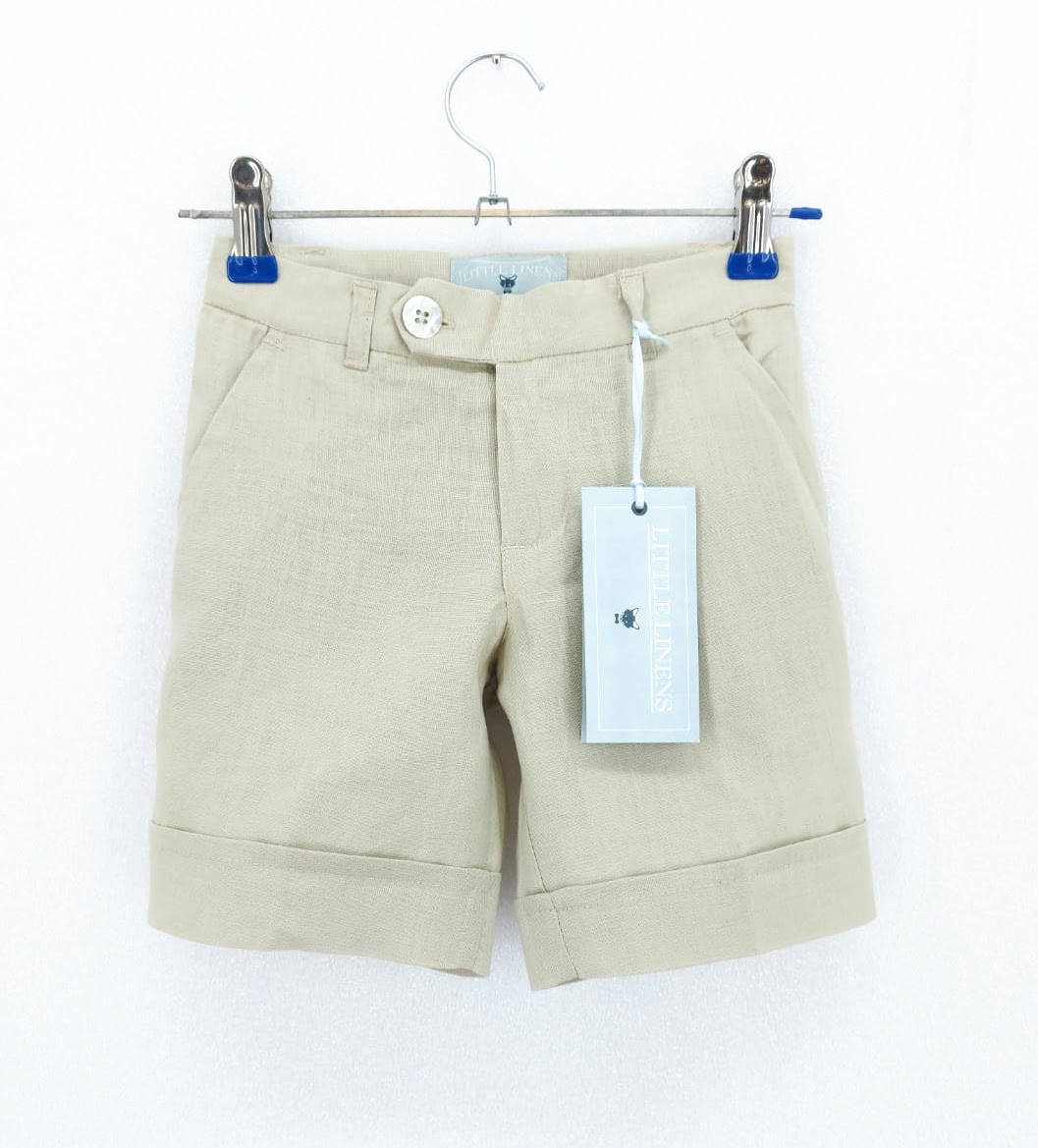 Dětské lněné šortky Little Linens, béžové *Velikosti textil: 98