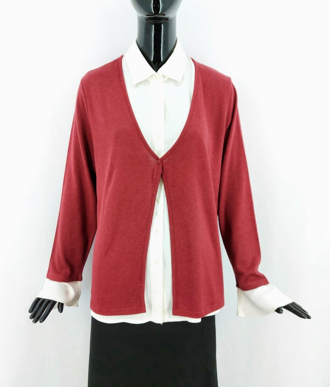 Dámský svetr s košilovým límečkem Guitare, vínový *Velikosti textil: XXL