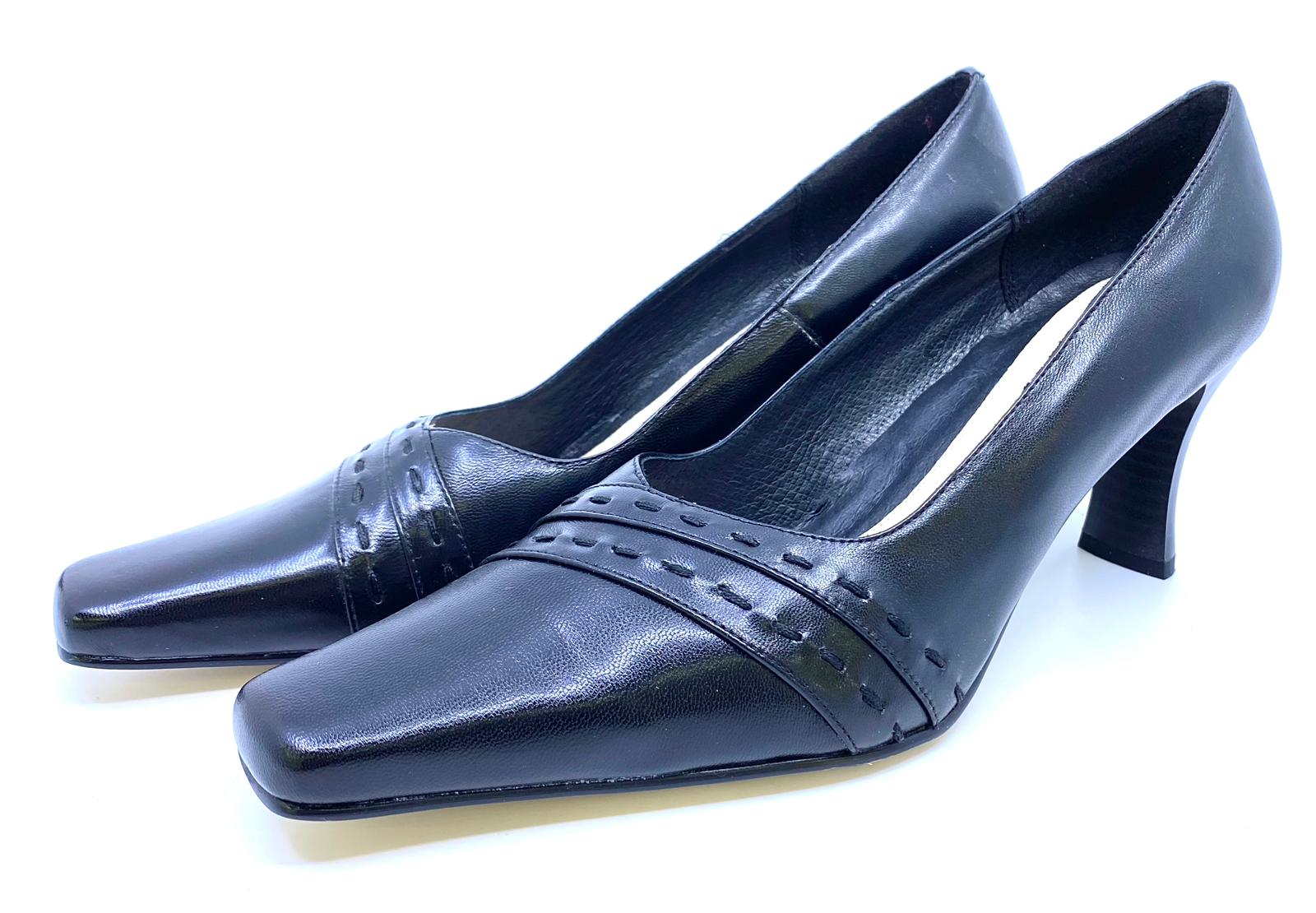 Dámské kožené lodičky na podpatku Donna Mara, černé *Velikosti textil: 40