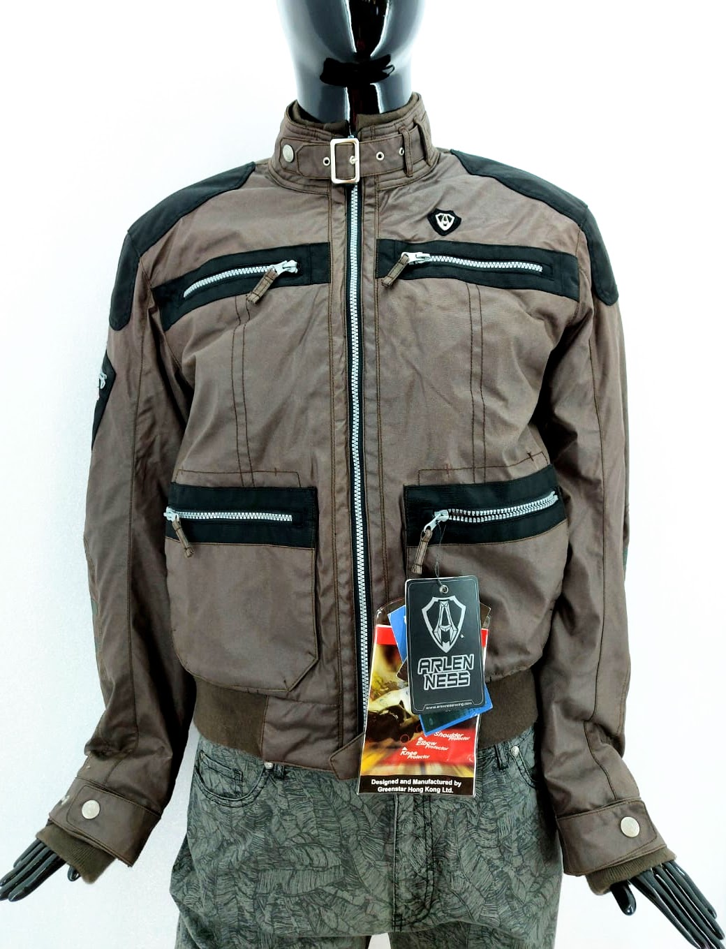 Pánská motorkářská bunda Arlen Ness NJ-9856-AN, hnědá *Velikosti textil: 50