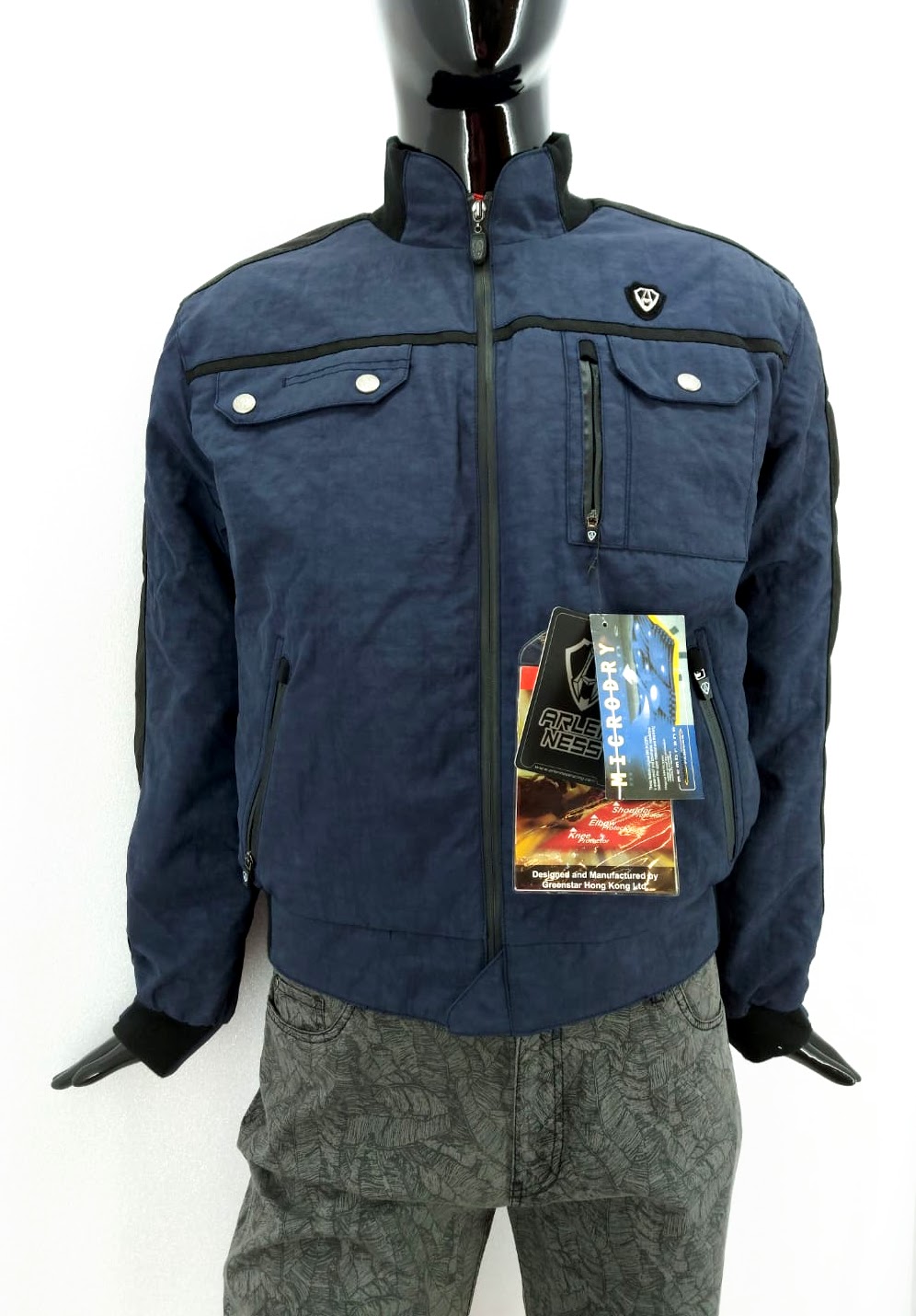 Pánská motorkářská bunda Arlen Ness NJ-9857-AN, modrá *Velikosti textil: 54