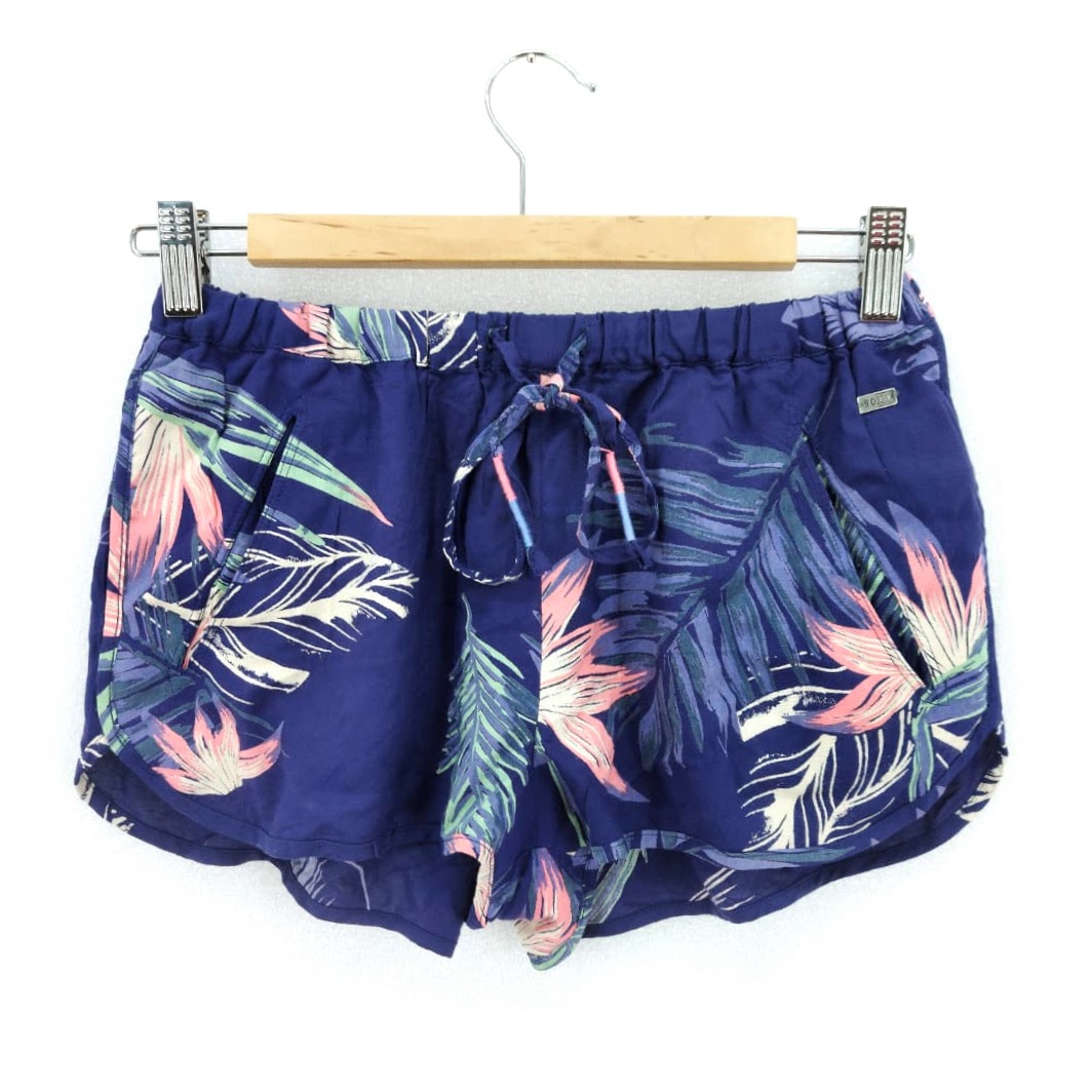 Dámské šortky s tropickým vzorem Roxy, fialovo-modré *Velikosti textil: L