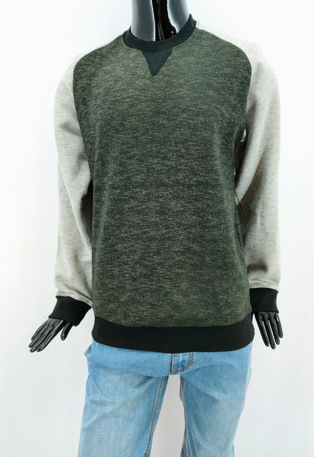 J.J. Willis Pánská fashion mikina J.J.Willis, světle šedá/tmavě šedá melír *Velikosti textil: M