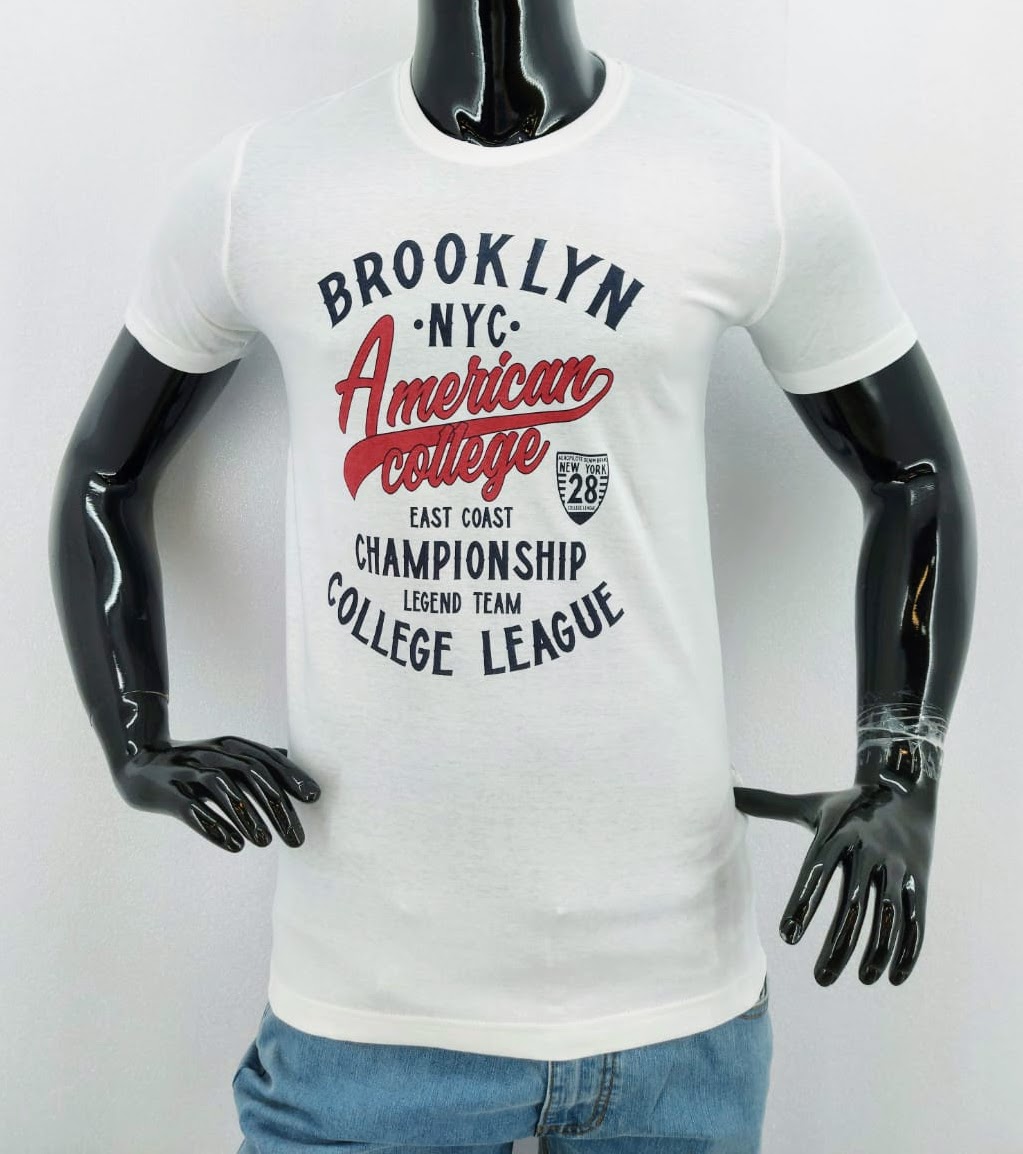 Pánské tričko Brooklyn - American College, bílé *Velikosti textil: S