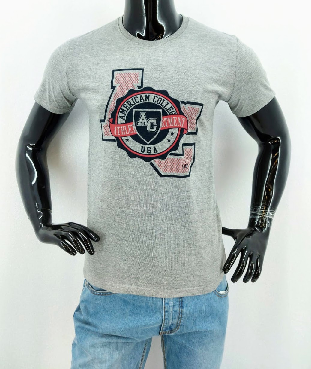 Pánské tričko American College, šedé *Velikosti textil: S