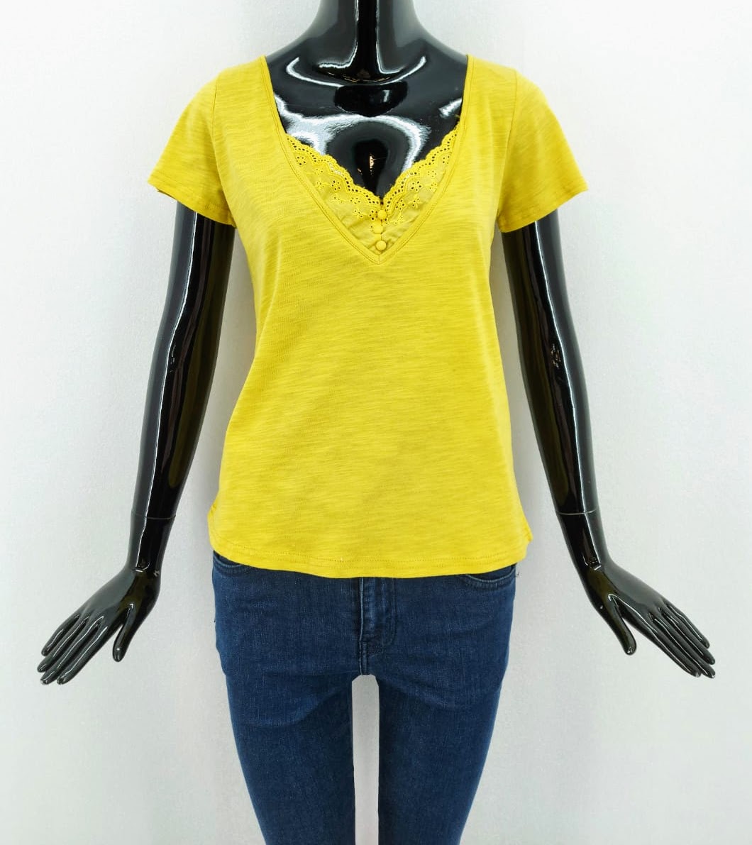 Dámské fashion tričko s madeirou Season, žluté *Velikosti textil: S