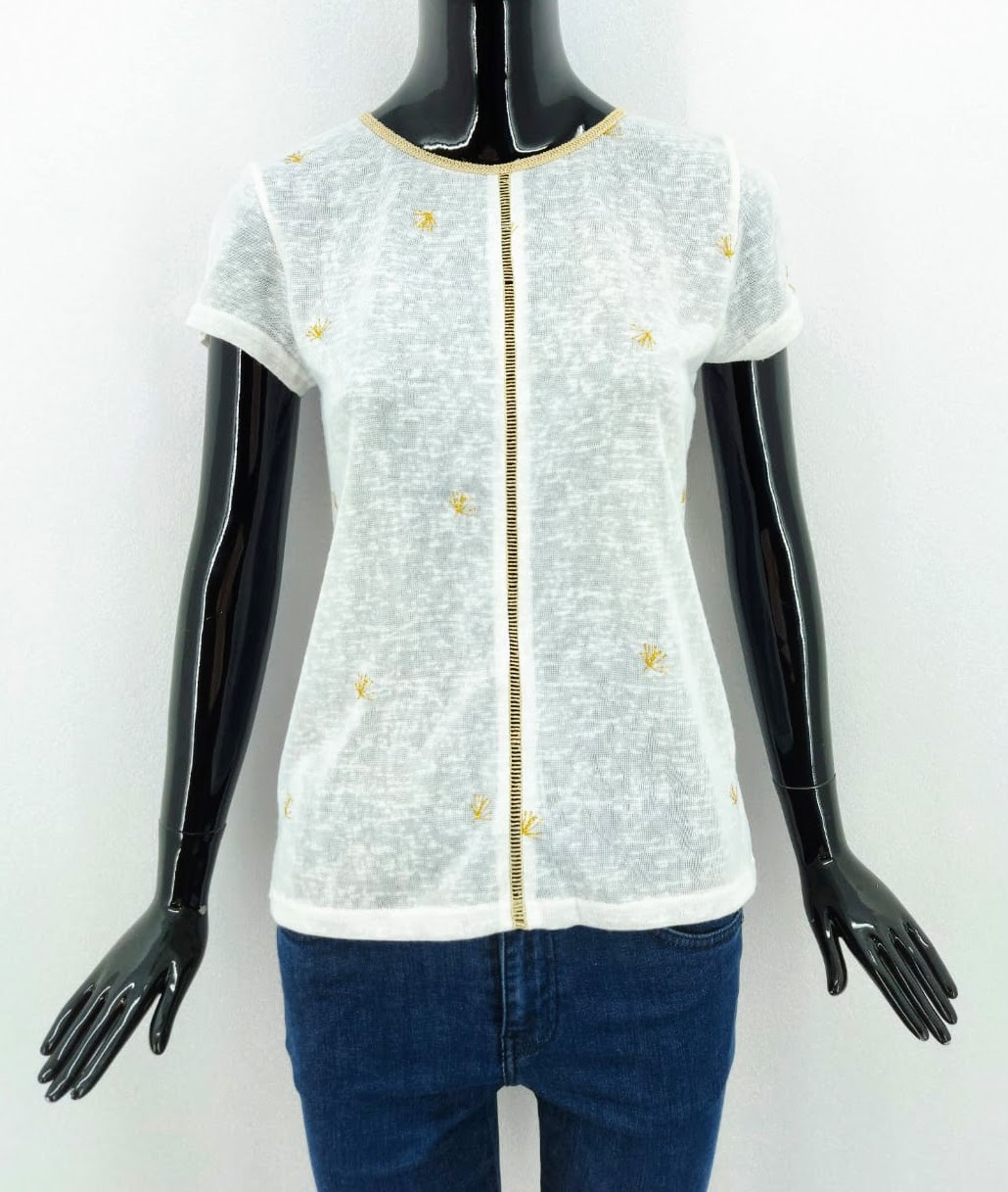 Dámské pletené tričko Cherry Paris, bílé *Velikosti textil: T1/S