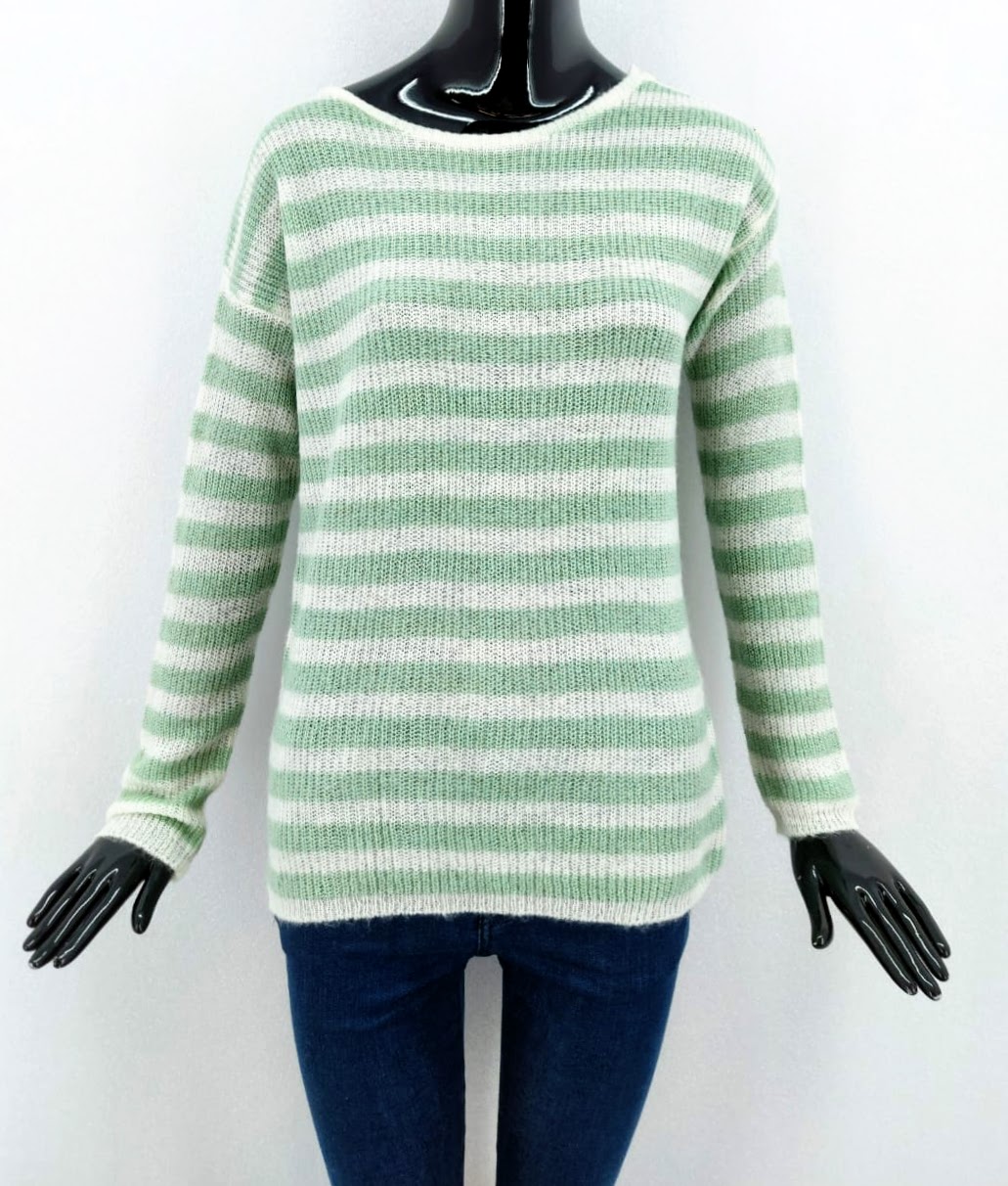 Dámský módní svetřík s mohérem Season, bílý/mint *Velikosti textil: S/M