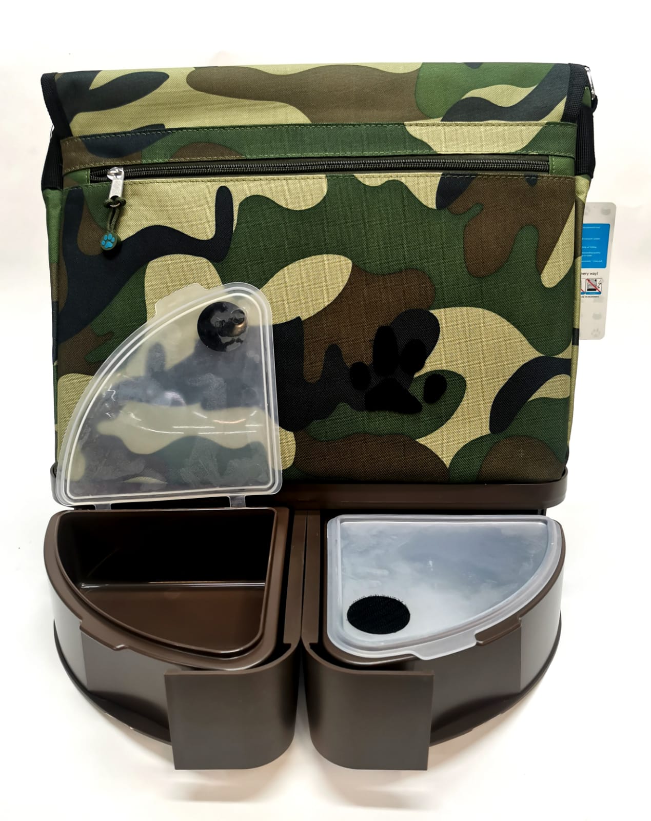 Cestovní taška pro psy přes rameno s pevným dnem WOOF maskáčová